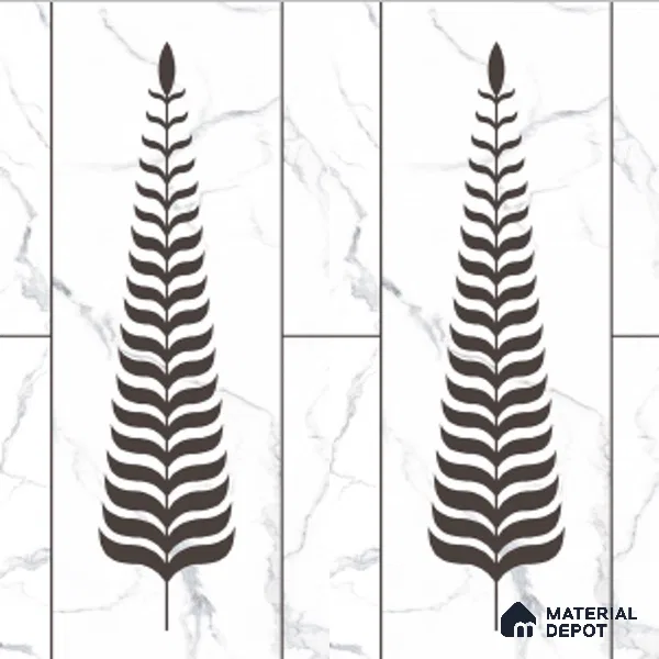 Wall Tile TL 10988 B | Florest White Leaf Decor 1 | 4 ft x 2 ft Crits Micro Matte Finish Porcelain Tile - 9 mm | Suitable for Bathroom, Accent/Feature Wall, Foyer | 3 mm Spacer Required