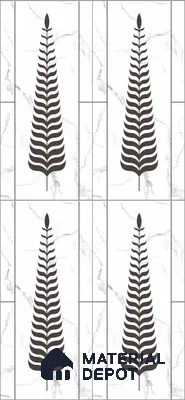 Wall Tile TL 10988 B | Florest White Leaf Decor 1 | 4 ft x 2 ft Crits Micro Matte Finish Porcelain Tile - 9 mm | Suitable for Bathroom, Accent/Feature Wall, Foyer | 3 mm Spacer Required