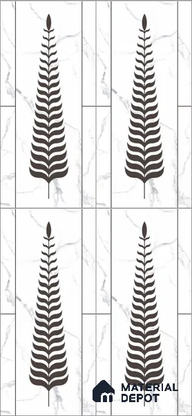 Wall Tile TL 10988 B | Florest White Leaf Decor 1 | 4 ft x 2 ft Crits Micro Matte Finish Porcelain Tile - 9 mm | Suitable for Bathroom, Accent/Feature Wall, Foyer | 3 mm Spacer Required