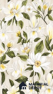 Floral Look Wall Tile TL 12121 Floral White 4 ft x 2 ft Vitrified Matte Finish - 9 mm | Suitable for Bathroom, Accent/Feature Wall, Dining Area