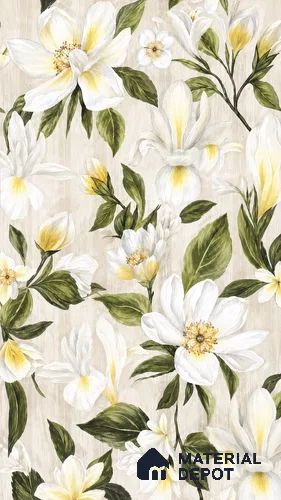 Floral Look Wall Tile TL 12121 Floral White 4 ft x 2 ft Vitrified Matte Finish - 9 mm | Suitable for Bathroom, Accent/Feature Wall, Dining Area