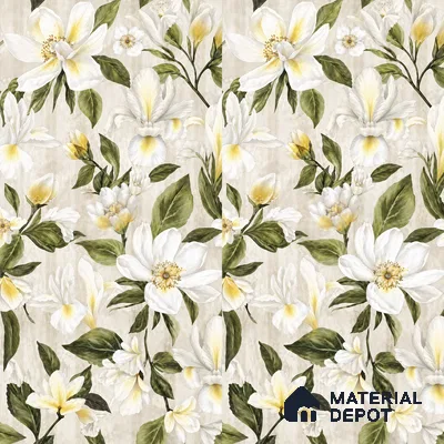 Floral Look Wall Tile TL 12121 Floral White 4 ft x 2 ft Vitrified Matte Finish - 9 mm | Suitable for Bathroom, Accent/Feature Wall, Dining Area