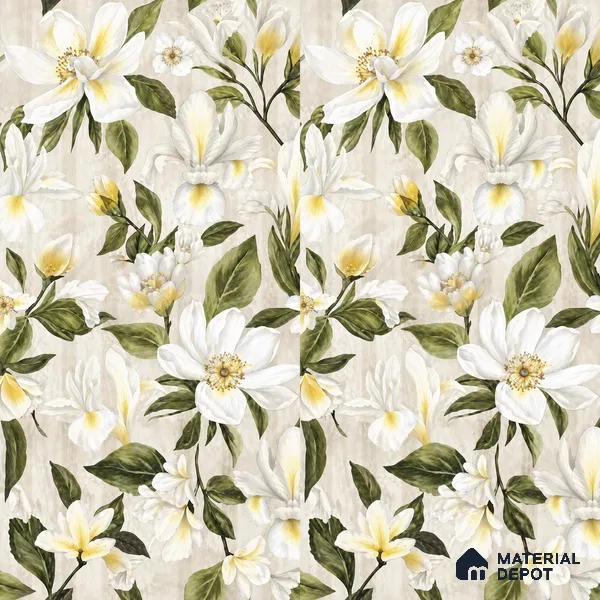 Floral Look Wall Tile TL 12121 Floral White 4 ft x 2 ft Vitrified Matte Finish - 9 mm | Suitable for Bathroom, Accent/Feature Wall, Dining Area