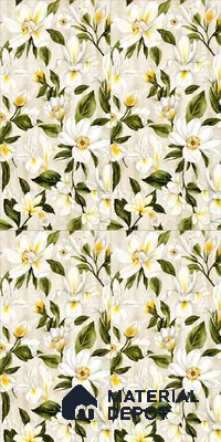 Floral Look Wall Tile TL 12121 Floral White 4 ft x 2 ft Vitrified Matte Finish - 9 mm | Suitable for Bathroom, Accent/Feature Wall, Dining Area