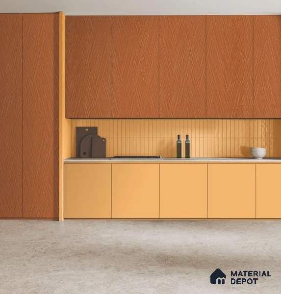 LM 19422 B Sepia Beige Solid Color High Gloss Finish 8 ft x 4 ft Decorative Laminate - 1 mm | Suitable for Living Room, Kitchen, Office