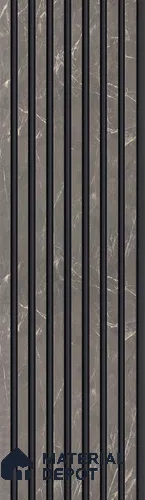 Grey Marble Louver PN 05669 8 ft x 5 inch Charcoal Panel - 10 mm | Suitable for Feature Wall, TV Unit & Living Room | Width is Subjected to 5% Variation