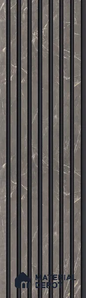 Grey Marble Louver PN 05669 8 ft x 5 inch Charcoal Panel - 10 mm | Suitable for Feature Wall, TV Unit & Living Room | Width is Subjected to 5% Variation