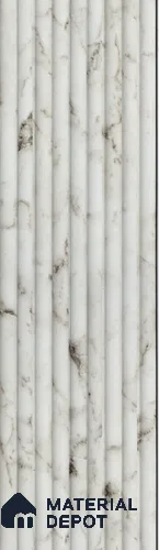 White Marble Louver PN 05674 8 ft x 5 inch Charcoal Panel - 10 mm | Suitable for Feature Wall, TV Unit & Living Room | Width is Subjected to 5% Variation
