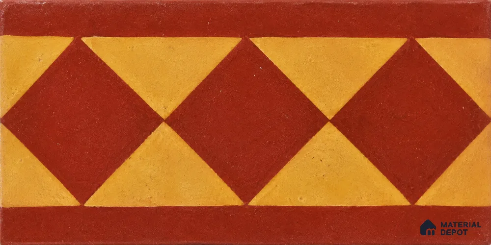 Athangudi Handmade Border Tile TL 11017 10 x 5 inch Concrete Pearl Finish - 18 mm | Suitable for Decorative Floor Borders in Living Room, Bedroom, Dining Area & Foyer