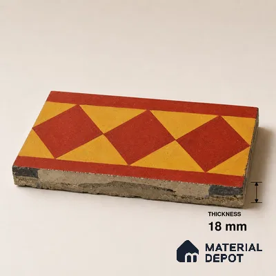 Athangudi Handmade Border Tile TL 11017 10 x 5 inch Concrete Pearl Finish - 18 mm | Suitable for Decorative Floor Borders in Living Room, Bedroom, Dining Area & Foyer