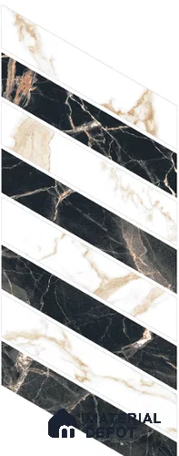 Marble Floor TL 13486 B Marmo Black 17.7 inch x 3 inch | Non Rectified Vitrified Matte Finish Tile - 8 mm | 3 - 4 mm Spacer is Mandatory