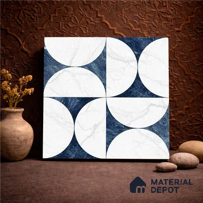 Moroccan Carving Wall & Floor Tile TL 11679 Lunar Indigo 1 ft x 1 ft Ceramic Carving Matte Finish Tile - 10 mm | Suitable For Bathroom, Dining Area & Kitchen Backsplash (Sample)
