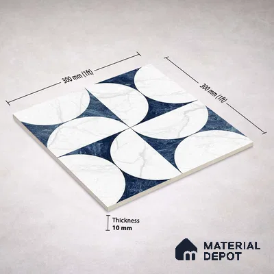 Moroccan Carving Wall & Floor Tile TL 11679 Lunar Indigo 1 ft x 1 ft Ceramic Carving Matte Finish Tile - 10 mm | Suitable For Bathroom, Dining Area & Kitchen Backsplash (Sample)