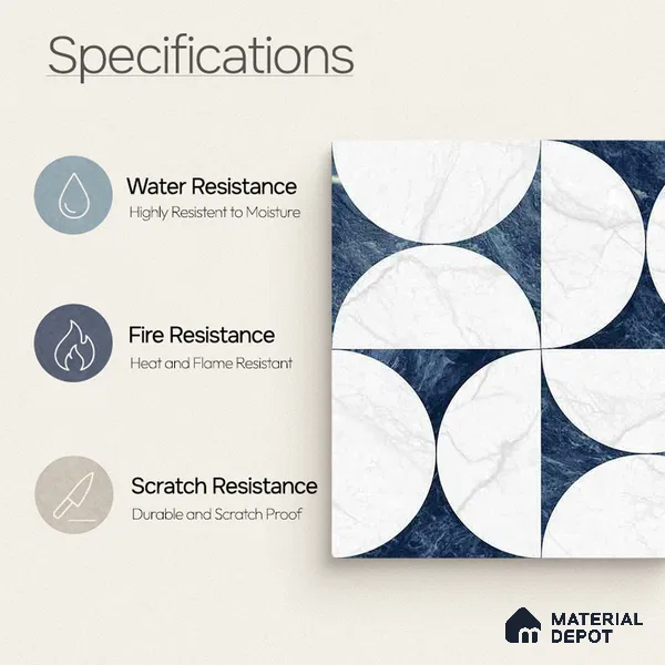 Moroccan Carving Wall & Floor Tile TL 11679 Lunar Indigo 1 ft x 1 ft Ceramic Carving Matte Finish Tile - 10 mm | Suitable For Bathroom, Dining Area & Kitchen Backsplash (Sample)
