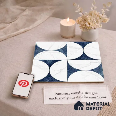 Moroccan Carving Wall & Floor Tile TL 11679 Lunar Indigo 1 ft x 1 ft Ceramic Carving Matte Finish Tile - 10 mm | Suitable For Bathroom, Dining Area & Kitchen Backsplash (Sample)