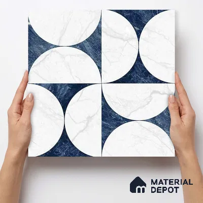 Moroccan Carving Wall & Floor Tile TL 11679 Lunar Indigo 1 ft x 1 ft Ceramic Carving Matte Finish Tile - 10 mm | Suitable For Bathroom, Dining Area & Kitchen Backsplash (Sample)
