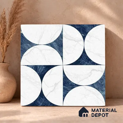 Moroccan Carving Wall & Floor Tile TL 11679 Lunar Indigo 1 ft x 1 ft Ceramic Carving Matte Finish Tile - 10 mm | Suitable For Bathroom, Dining Area & Kitchen Backsplash (Sample)