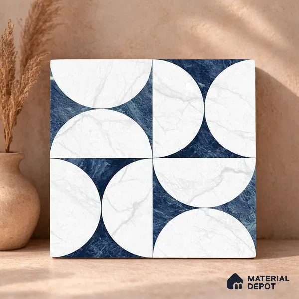 Moroccan Carving Wall & Floor Tile TL 11679 Lunar Indigo 1 ft x 1 ft Ceramic Carving Matte Finish Tile - 10 mm | Suitable For Bathroom, Dining Area & Kitchen Backsplash (Sample)