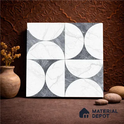 Moroccan Carving Wall & Floor Tile TL 11679 B Lunar Divide 1 ft x 1 ft Ceramic Carving Matte Finish Tile - 10 mm | Suitable For Bathroom, Dining Area, Kitchen