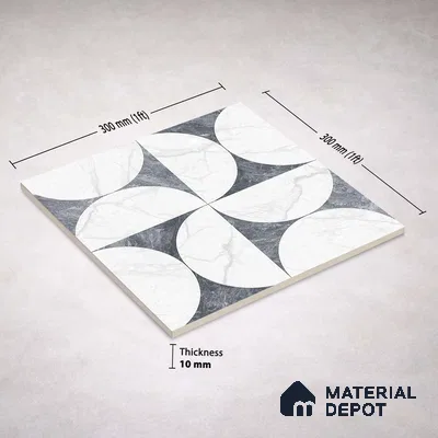 Moroccan Carving Wall & Floor Tile TL 11679 B Lunar Divide 1 ft x 1 ft Ceramic Carving Matte Finish Tile - 10 mm | Suitable For Bathroom, Dining Area, Kitchen