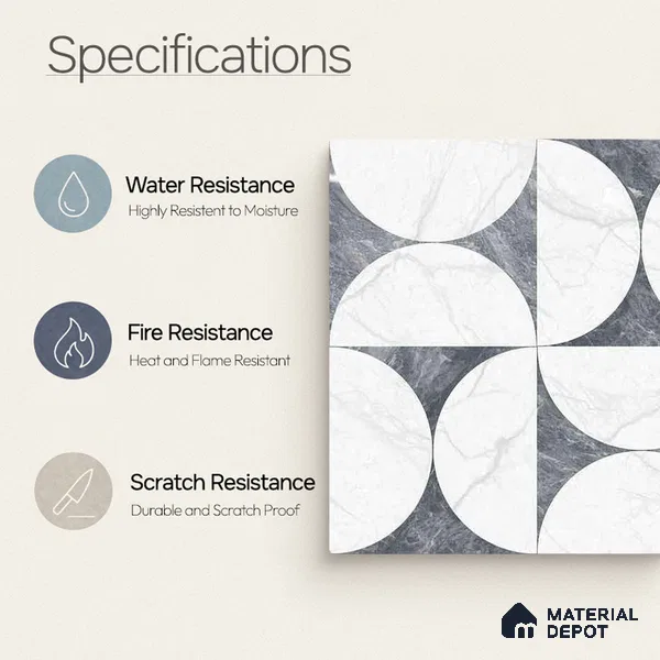 Moroccan Carving Wall & Floor Tile TL 11679 B Lunar Divide 1 ft x 1 ft Ceramic Carving Matte Finish Tile - 10 mm | Suitable For Bathroom, Dining Area, Kitchen