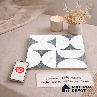 Moroccan Carving Wall & Floor Tile TL 11679 B Lunar Divide 1 ft x 1 ft Ceramic Carving Matte Finish Tile - 10 mm | Suitable For Bathroom, Dining Area, Kitchen