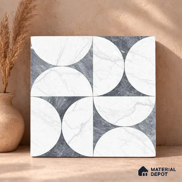 Moroccan Carving Wall & Floor Tile TL 11679 B Lunar Divide 1 ft x 1 ft Ceramic Carving Matte Finish Tile - 10 mm | Suitable For Bathroom, Dining Area, Kitchen