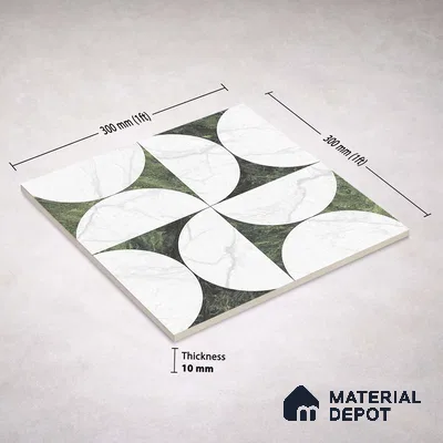 Moroccan Carving Wall & Floor Tile TL 11679 C Verdant Orbit 1 ft x 1 ft Ceramic Carving Matte Finish Tile - 10 mm | Suitable For Bathroom, Dining Area, Kitchen