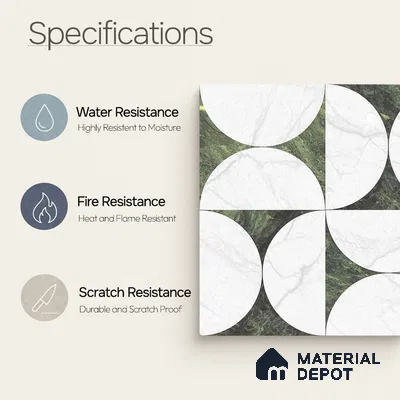 Moroccan Carving Wall & Floor Tile TL 11679 C Verdant Orbit 1 ft x 1 ft Ceramic Carving Matte Finish Tile - 10 mm | Suitable For Bathroom, Dining Area, Kitchen