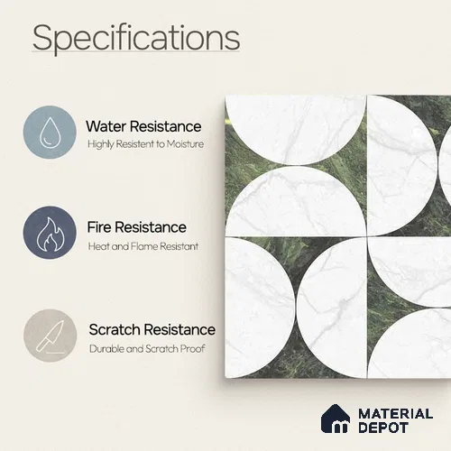 Moroccan Carving Wall & Floor Tile TL 11679 C Verdant Orbit 1 ft x 1 ft Ceramic Carving Matte Finish Tile - 10 mm | Suitable For Bathroom, Dining Area, Kitchen