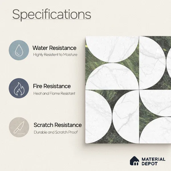 Moroccan Carving Wall & Floor Tile TL 11679 C Verdant Orbit 1 ft x 1 ft Ceramic Carving Matte Finish Tile - 10 mm | Suitable For Bathroom, Dining Area, Kitchen