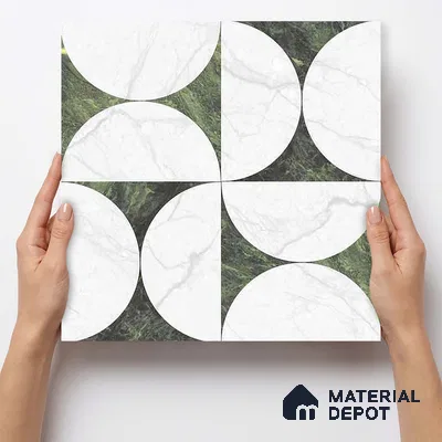 Moroccan Carving Wall & Floor Tile TL 11679 C Verdant Orbit 1 ft x 1 ft Ceramic Carving Matte Finish Tile - 10 mm | Suitable For Bathroom, Dining Area, Kitchen
