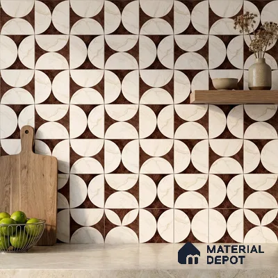 Moroccan Carving Wall & Floor Tile TL 11679 D Marquina Geo 1 ft x 1 ft Ceramic Carving Matte Finish Tile - 10 mm | Suitable For Bathroom, Dining Area, Kitchen
