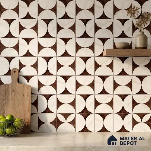 Moroccan Carving Wall & Floor Tile TL 11679 D Marquina Geo 1 ft x 1 ft Ceramic Carving Matte Finish Tile - 10 mm | Suitable For Bathroom, Dining Area & Kitchen Backsplash