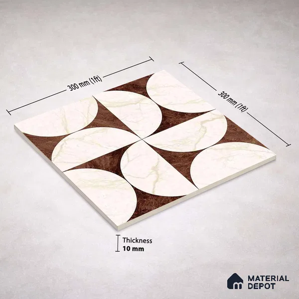 Moroccan Carving Wall & Floor Tile TL 11679 D Marquina Geo 1 ft x 1 ft Ceramic Carving Matte Finish Tile - 10 mm | Suitable For Bathroom, Dining Area, Kitchen
