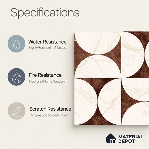 Moroccan Carving Wall & Floor Tile TL 11679 D Marquina Geo 1 ft x 1 ft Ceramic Carving Matte Finish Tile - 10 mm | Suitable For Bathroom, Dining Area, Kitchen