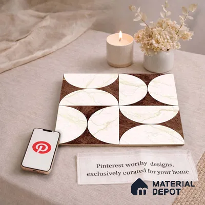 Moroccan Carving Wall & Floor Tile TL 11679 D Marquina Geo 1 ft x 1 ft Ceramic Carving Matte Finish Tile - 10 mm | Suitable For Bathroom, Dining Area, Kitchen