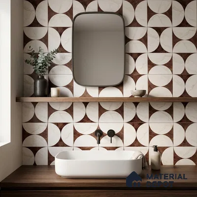 Moroccan Carving Wall & Floor Tile TL 11679 D Marquina Geo 1 ft x 1 ft Ceramic Carving Matte Finish Tile - 10 mm | Suitable For Bathroom, Dining Area, Kitchen