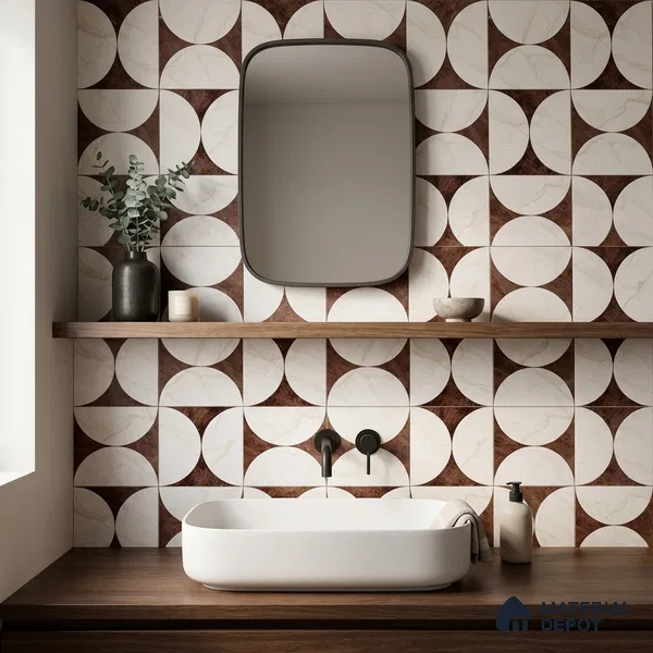 Moroccan Carving Wall & Floor Tile TL 11679 D Marquina Geo 1 ft x 1 ft Ceramic Carving Matte Finish Tile - 10 mm | Suitable For Bathroom, Dining Area, Kitchen