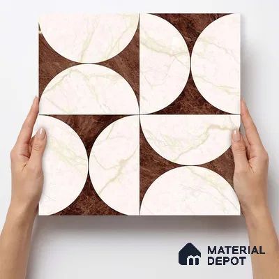 Moroccan Carving Wall & Floor Tile TL 11679 D Marquina Geo 1 ft x 1 ft Ceramic Carving Matte Finish Tile - 10 mm | Suitable For Bathroom, Dining Area, Kitchen