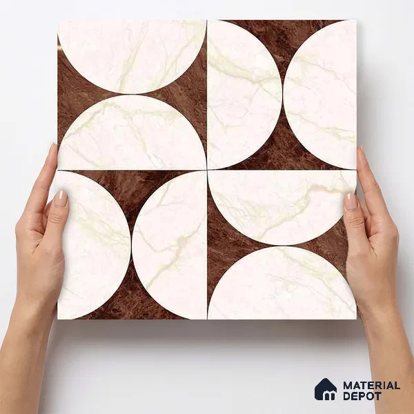 Moroccan Carving Wall & Floor Tile TL 11679 D Marquina Geo 1 ft x 1 ft Ceramic Carving Matte Finish Tile - 10 mm | Suitable For Bathroom, Dining Area, Kitchen