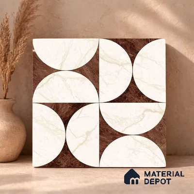 Moroccan Carving Wall & Floor Tile TL 11679 D Marquina Geo 1 ft x 1 ft Ceramic Carving Matte Finish Tile - 10 mm | Suitable For Bathroom, Dining Area, Kitchen