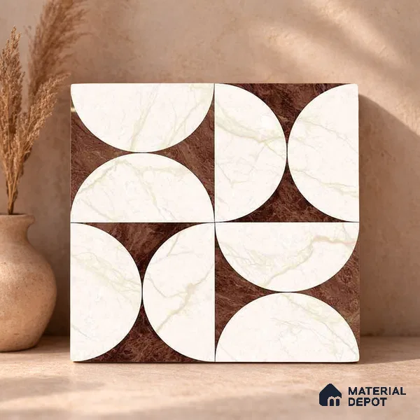 Moroccan Carving Wall & Floor Tile TL 11679 D Marquina Geo 1 ft x 1 ft Ceramic Carving Matte Finish Tile - 10 mm | Suitable For Bathroom, Dining Area, Kitchen
