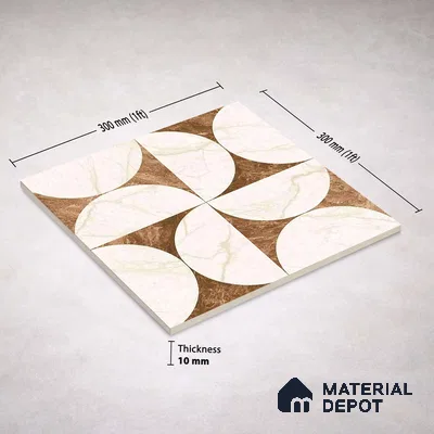 Moroccan Carving Wall & Floor Tile TL 11679 E Marble Mocha Geo 1 ft x 1 ft Ceramic Carving Matte Finish Tile - 10 mm | Suitable For Bathroom, Dining Area, Kitchen