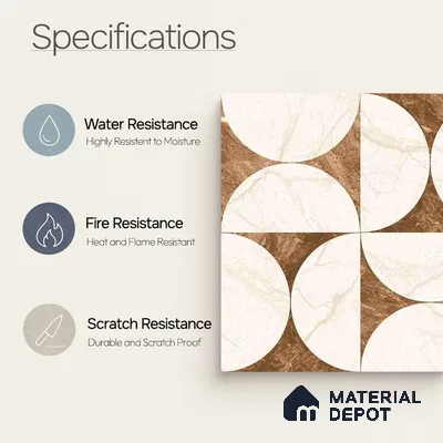 Moroccan Carving Wall & Floor Tile TL 11679 E Marble Mocha Geo 1 ft x 1 ft Ceramic Carving Matte Finish Tile - 10 mm | Suitable For Bathroom, Dining Area, Kitchen