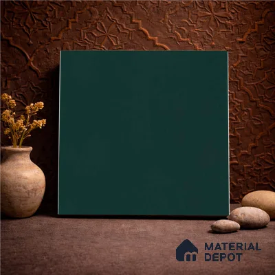 Plain Wall & Floor Base Tile TL 11131 Deep Teal 1 ft x 1 ft Ceramic Matte Finish Tile - 10 mm | Suitable For Bathroom, Balcony & Kitchen Backsplash