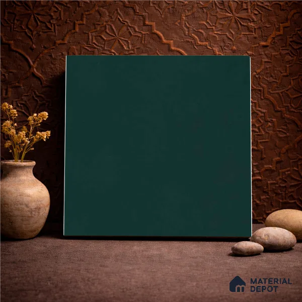 Plain Wall & Floor Base Tile TL 11131 Deep Teal 1 ft x 1 ft Ceramic Matte Finish Tile - 10 mm | Suitable For Bathroom, Balcony & Kitchen Backsplash