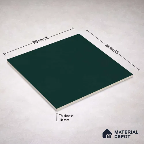 Plain Wall & Floor Base Tile TL 11131 Deep Teal 1 ft x 1 ft Ceramic Matte Finish Tile - 10 mm | Suitable For Bathroom, Balcony & Kitchen Backsplash