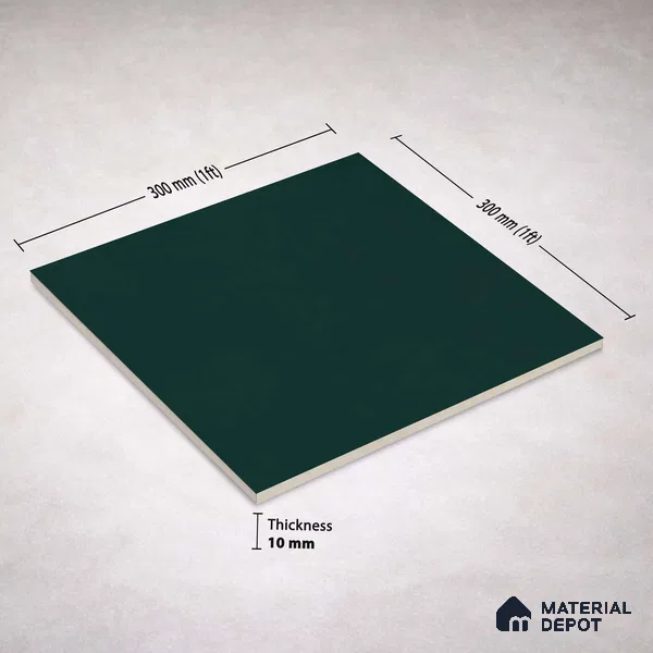Plain Wall & Floor Base Tile TL 11131 Deep Teal 1 ft x 1 ft Ceramic Matte Finish Tile - 10 mm | Suitable For Bathroom, Balcony & Kitchen Backsplash