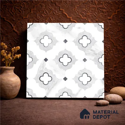 Moroccan Carving Wall & Floor Tile TL 11663 Arabesque Cloud 1 ft x 1 ft Ceramic Carving Matte Finish Tile - 10 mm | Suitable For Bathroom, Dining Area, Kitchen